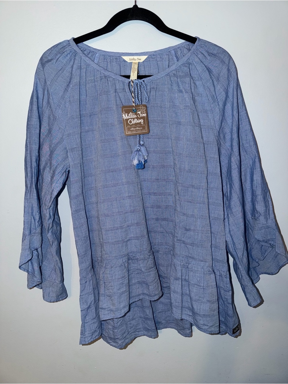 Matilda Jane Dusty Blue Peasant Tunic Top